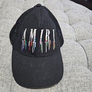 Amiri Black Trucker Hat with Colorful Logo